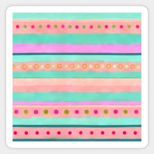 Stripes, Circles - Pink and Green Sticker